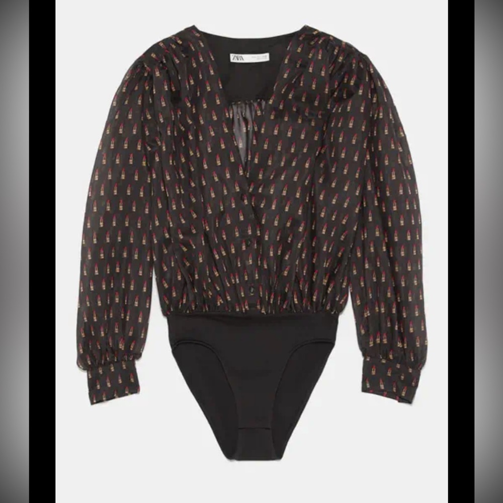 Zara Lipstick Pattern Bodysuit